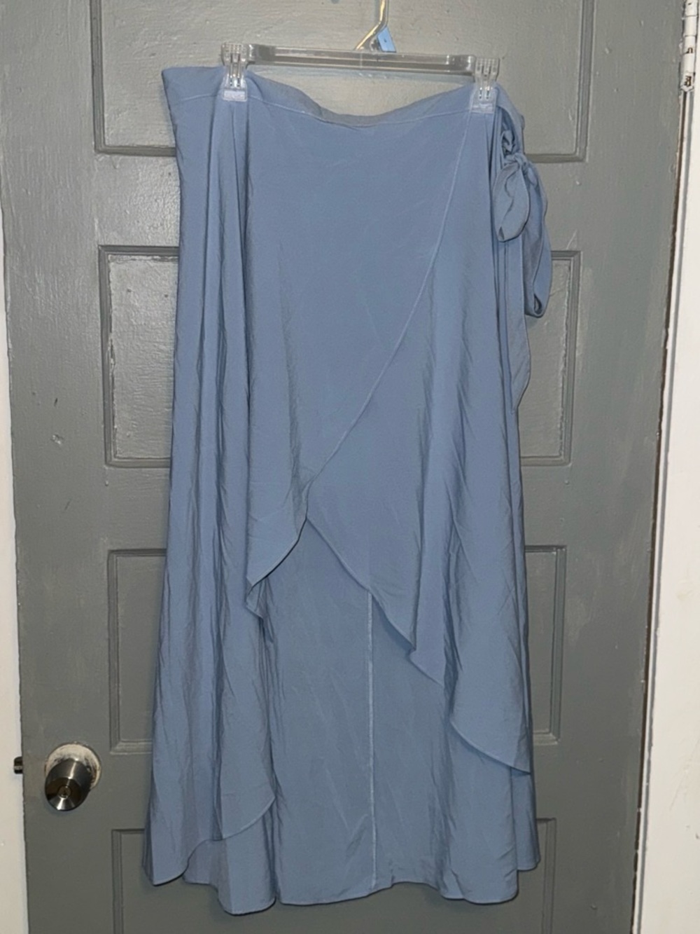 HALARA Dusty Blue Wrap Maxi Skirt with Side Tie